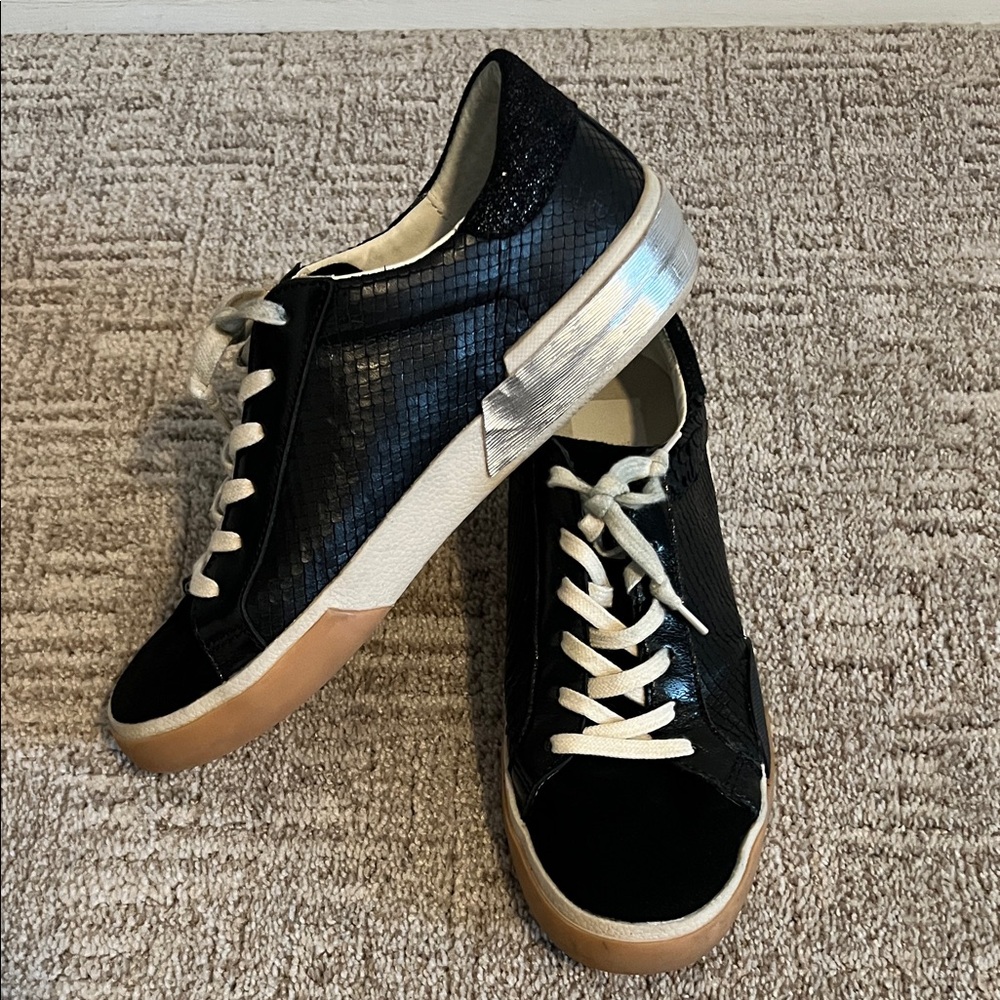 Dolce Vita Black Sneakers with snake/glitter accents